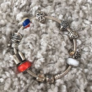 Pandora Charm silver bracelet including charms